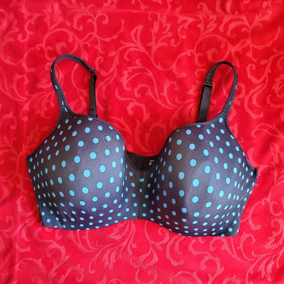 42G - Addition-Elle - Black + Blue Polkadot Underwire Tshirt Bra - EUC - Picture 4 of 8